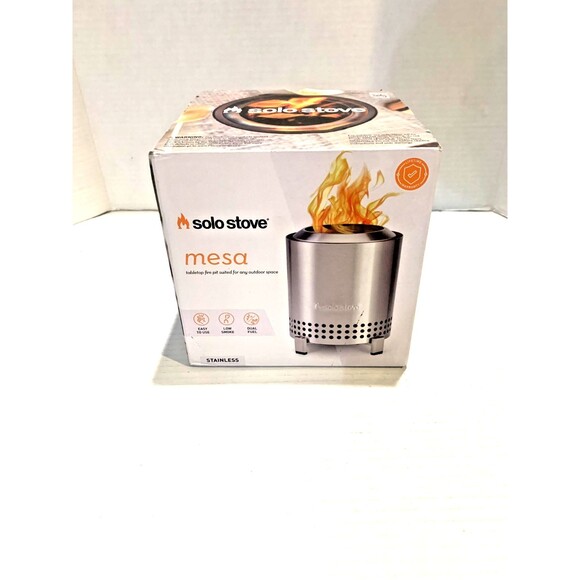 Solo Stove Mesa Tabletop Fire Pit Silver, Smokeless, Wood/Pellet, w/ Stand - Picture 4 of 9
